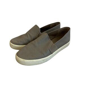 Vince Blair Leather Perforated Shoes Slip-On Casual Dark Grey Size 8.5 Women's